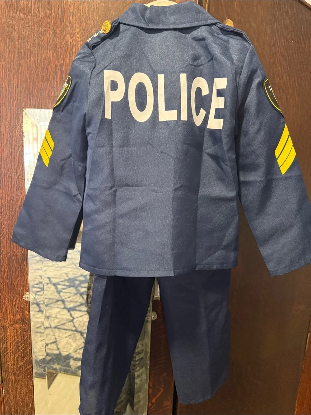 Police Kids Navy Blue Patrol Costume with Gold Buttons